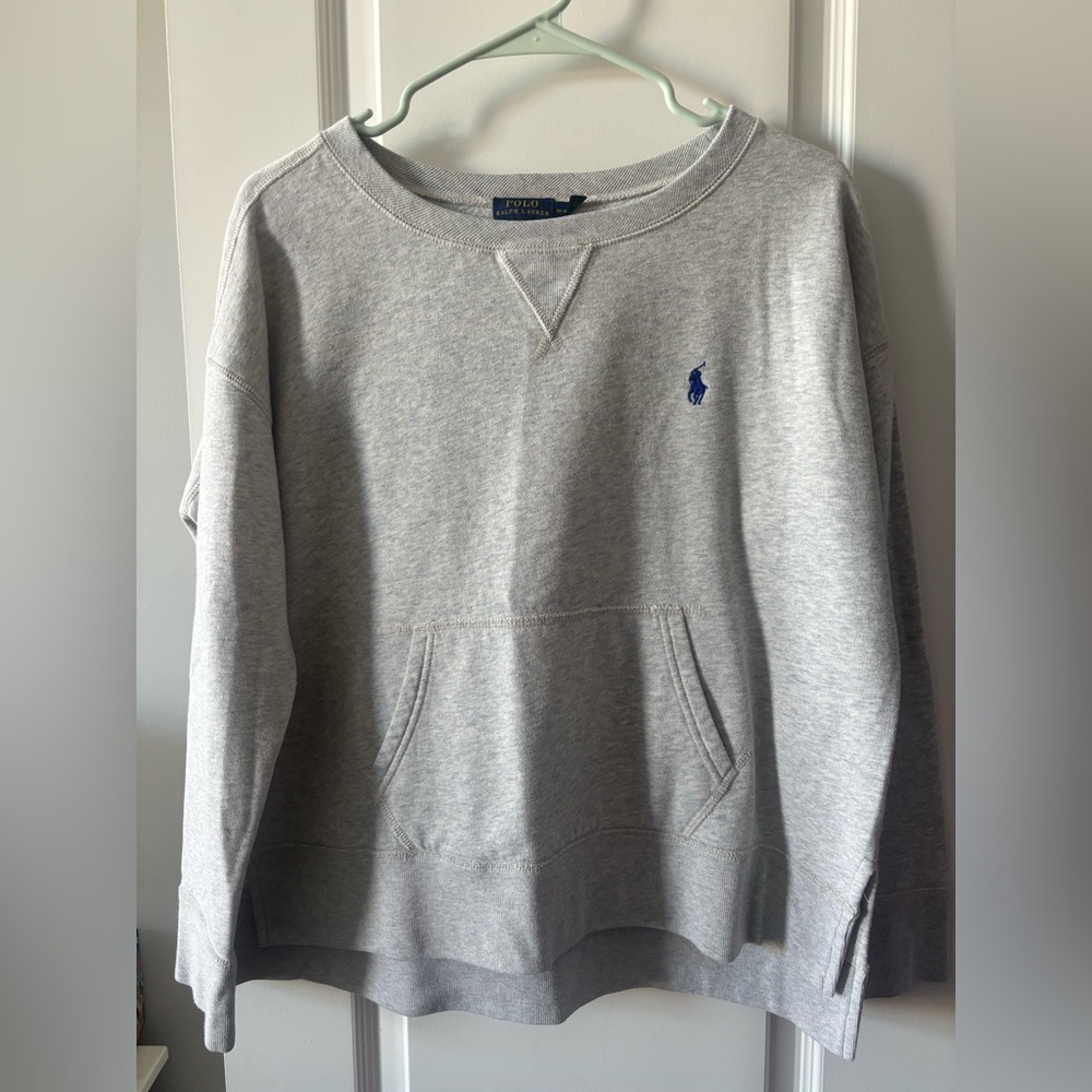 Ralph Lauren Gray Crewneck Sweatshirt with Front Pocket